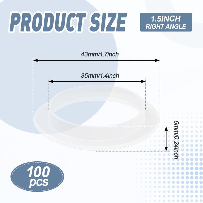 Joyfolk 100 Pack 1-1/2 Inch Tailpiece Washer, 1.5" O Rings Tubular Pipe Seal Washer for Sink Connection Drain Gasket, White Polyethylene - Image 2